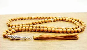 NATÜRLICHES PERU HOLZ GLATT 8mm x 99 GEBETSPERLEN ISLAMISCH TASBIH MASBAHA KORAN GESCHENK - Bild 1 von 6