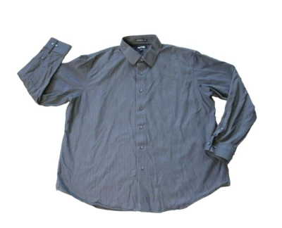 APT 9 SUPERFINE 80s COTTON BUTTON UP DRESS SHIRT SZ XXLMENS DK GRAY PINSTRIPE  - Image 1 of 4