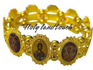 Handgefertigtes flexibles goldenes Armband religiöse Ikonen Heiliges Land Jerusalem - Bild 1 von 7