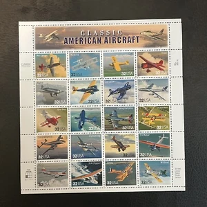 CLASSIC AMERICAN AIRCRAFT Sheet of 20 stamps 32 cents - Bild 1 von 1