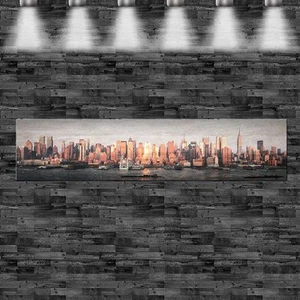 XXL New York Skyline Panorama 160cmx30cm auf Leinwand Keilrahmen Loft Bild Stadt - Bild 1 von 1