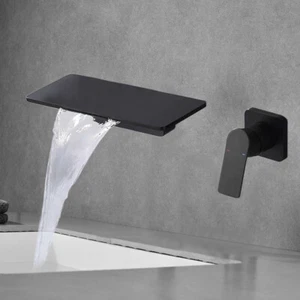 Grifo de lavabo de tocador de baño cascada grifo mezclador de una manija mate - Imagen 1 de 12