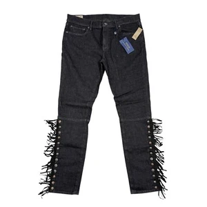 Polo Ralph Lauren Jeans Size 32 Tompkins Skinny Studded Rocker Moto Rockabilly - Picture 1 of 14