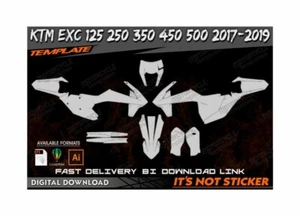 KTM EXC 125 250 350 450 500 2017-2019 template vector 1/1 real scale EPS-PDF-CDR - Picture 1 of 2