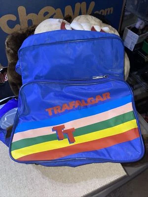 Trafalgar Rainbow Travel Shoulder Carry Messenger Bag Blue Vintage EXC - Image 1 of 4
