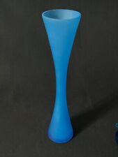 Vintage Blue Satinato Rosenthal Netter Mid Century Art Glass Vase Original Label