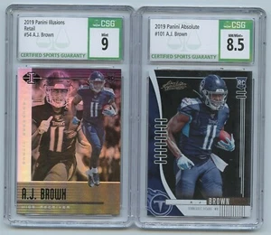 2019 Panini Illusions Retail #54 A.J. Brown CSG 9 MINT & Absolute #101 CSG 8.5 - Picture 1 of 2