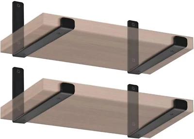 MHMYDZ 4 Pack - 11.25"L x 6"H x 1.5"W J Lip Shelf Brackets Rustic Farmhouse Iron Wall F