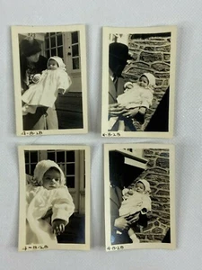 Baby In White Outfit Lot Of 4 B&W Photograph 1.75 x 2.5 - Picture 1 of 2