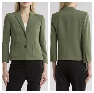 Theory Women SHRKN Patch Bright Olive Admiral Crepe Blazer 0 $445 NWT - Image 1 of 4