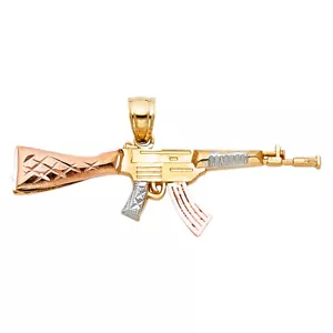 Gold 14K Real Gold Rifle Gun Pendant For Men Rifle Gun Charm For Necklace Chain - Picture 1 of 1