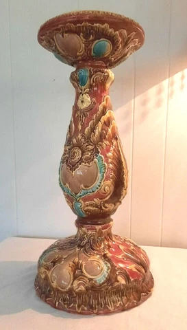 GORGEOUS ANTIQUE  ART NOUVEAU JARDINAIRE STAND PORCELAIN PEDESTAL TF&S ENGLAND Cover