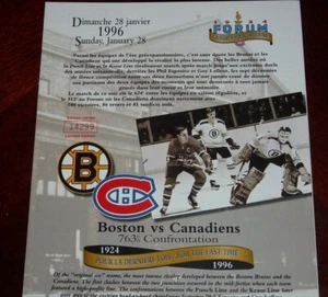 Montreal Canadians VS Boston Bruins 1996 January 28 last time in the Forum - Picture 1 of 3