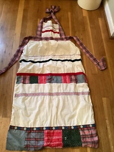 Vtg 70's Handmade Patchwork Pinafore Apron Maxi - Picture 1 of 7