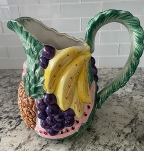Fitz and Floyd Fruit Calypso Pitcher 1 3/4 QT 1988 - Picture 1 of 8