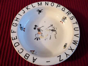 MICKEY MOUSE ALPHABET CEREAL BOWL FROM 1932 MADE IN BAVARIA, GERMANY - Picture 1 of 11