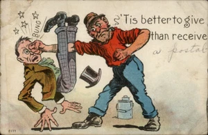 Lustige alte Postkarte "Es ist besser zu geben als zu empfangen 1908 - Bild 1 von 2