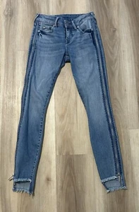 True religion women’s Sz 23 Halle Super Skinny midrise Jean~27” Inseam~Raw Hem - Picture 1 of 8