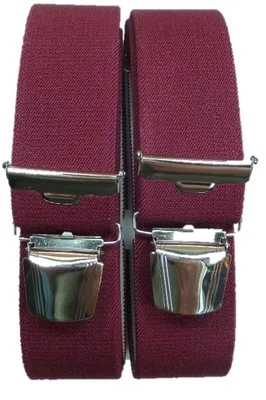 ABC-SUPERIOR weinroter Hosenträger mit extra starken ABC-Clips, 35mm breit, 70cm-200cm lang