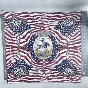 Bandana vintage Rodeo Cowboy Bronc Rider più grande spettacolo su stelle e strisce sporche U - Foto 1 di 2