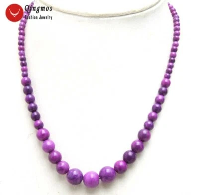 Gargantillas de piedra natural redonda púrpura de 4-10 mm para mujer joyas de 17"" Foto 1 de 4