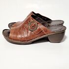 Josef Seibel Sandals Slides Brown Leather Ruche Open Toe Clog Shoes Wms 38EU 7US