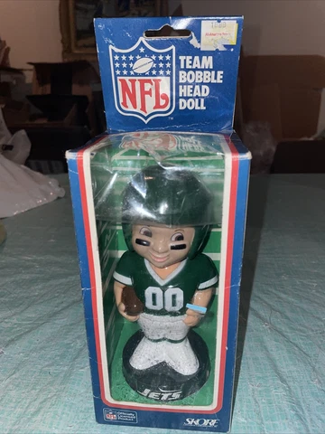 New VINTAGE 80s Bobblehead NY JETS NFL SKORE ORIGINAL RARE Nip Football Bobble Cover