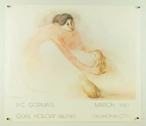 R. C. GORMAN The Dancer ~ vtg 1980 vintage Quail Hollow Galleries print 27x23" - Imagen 1 de 9