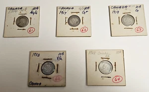 Canadá Eduardo VII Jorge V moneda de 10 centavos plata 1906-1933 lote de cinco encapsulado - Imagen 1 de 17