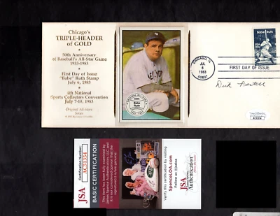 DICK BARTELL Signed 1983 ORIGINAL ALL-STAR 50th First Day Issue Babe Ruth Stamp - Image 1 of 3