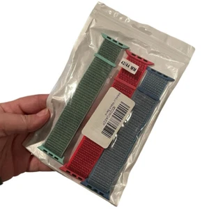 NEW Waailu Set Of 3 Watch Bands 42 / 44 mm Fits Apple Watch Blue Green Pink - Picture 1 of 3