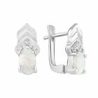 925 Sterling Silver Huggie Earring over Oval Opal 0,6ct