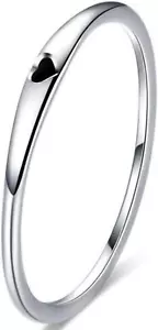 Stainless Steel Heart Shaped Wedding Band Promise Statement Stackable Ring - Picture 1 of 4