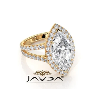 Anillo de compromiso Marquesa Diamante U Pavé Halo Vástago Dividido GIA F VS2 1,75 Ctw - Imagen 1 de 2