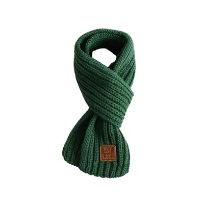 Children's Knitted Scarf Neck Protection Solid-Color Scarf; Leather Label X1V3 - Image 1 of 4