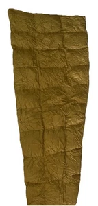 Saco de dormir vintage de los años 50’s-60’s Eddie Bauer dorado momia etiqueta tótem verde usado en excelente estado - Imagen 1 de 15