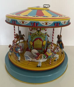 Vintage J Chein Tin Wind Up Fair Carnival Circus Merry Go Round Horse Toy - Picture 1 of 14