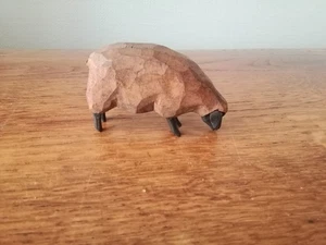 Lotte Sievers-Hahn geschnitzte Vintage Krippenfigur Schaf dunkel fressend 4 cm - Bild 1 von 2
