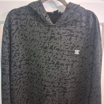 Винтажный DC туфли скейтборд толстовка с капюшоном мужской XL молнии черный Y2K граффити логотип 1994 бренд - Изображение 1 из 4