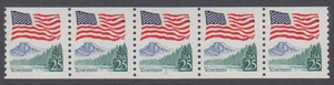 US Postage 1989 - PNC Strip of 5 - Plate #11, Flag over Yosemite, Sc 2280a, MNH - Picture 1 of 1