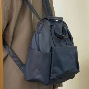 Solid Color Nylon Shoulder Bag Black Waterproof Travel Backpack Men - Bild 1 von 14