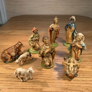 Vintage handbemalte Krippe 9 Keramik Figuren Weihnachten Made in Italy - Bild 1 von 8