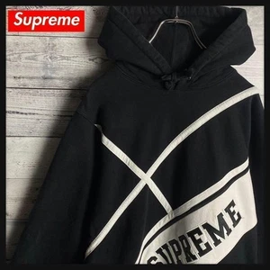 SUPREME Diagonal Hooded Sweatshirt Black size L Used from Japan - Picture 1 of 9