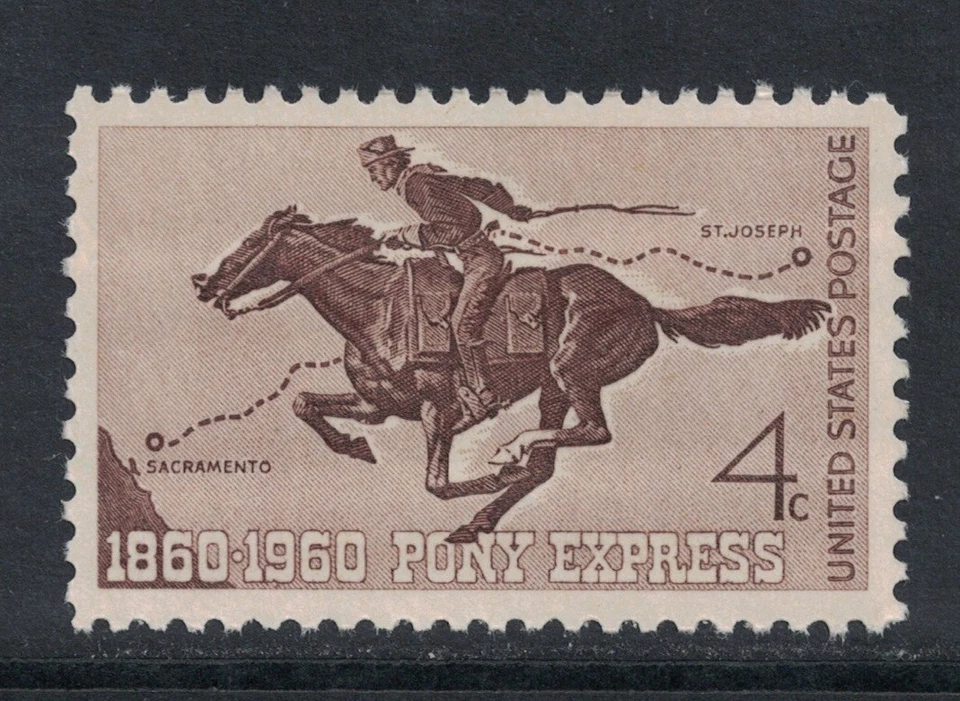 Scott 1154- Poney Express, 100 Ans; Rider Et Cheval MNH 4c 1960- Inutilisé Mint - Photo 1/1