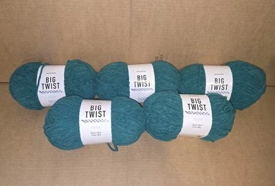 HTF LOT of 5 Big Twist POSH Chenille Yarn In KALE (Dark Jewel Teal)  - Image 1 of 4