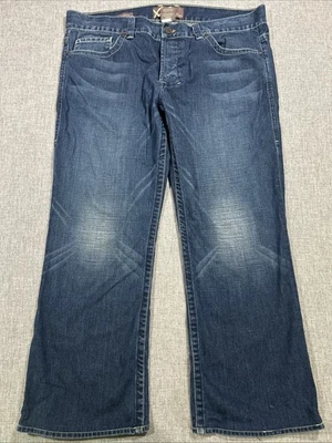 Jeans masculino William Rast Billy bootcut 38 botões mosca feito nos EUA Y2K perna larga folgada - Imagem 1 de 4