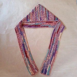 Hand Knit One Piece Hooded Hat Scarf Combo Multicolor Soft Warm Fall Winter Cozy - Picture 1 of 6