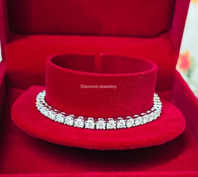 Brazalete de tenis de diamantes GH/VS de corte redondo de 4,95 quilates de oro blanco de 14 k Foto 1 de 4