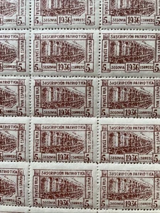 IBERMONEDA| Sellos Guerra Civil locales Patrióticos Segovia 1936, 5ctms. Pliego - Picture 1 of 2