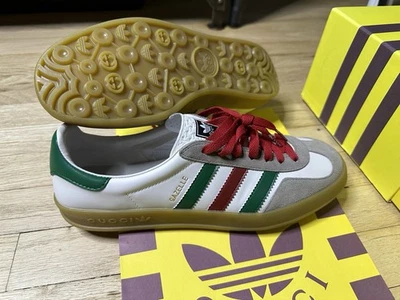 con caja Talla 10 Gucci Adidas x Gucci Gazelle Blanco EN CAJA Raro Clase G2U Foto 1 de 4
